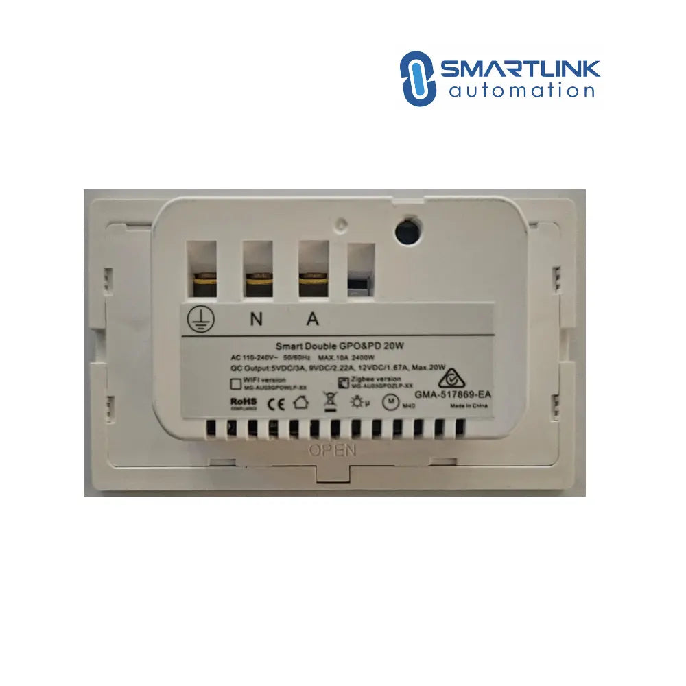 Smart Touch Double Power Point Glass - Tuya Zigbee Smartlink