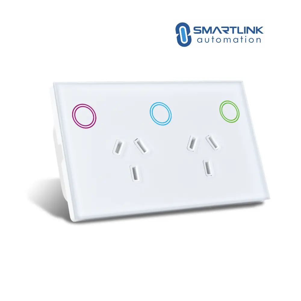 Glass Smart Double Power Point With Light Switch - Tuya Zigbee Smartlink
