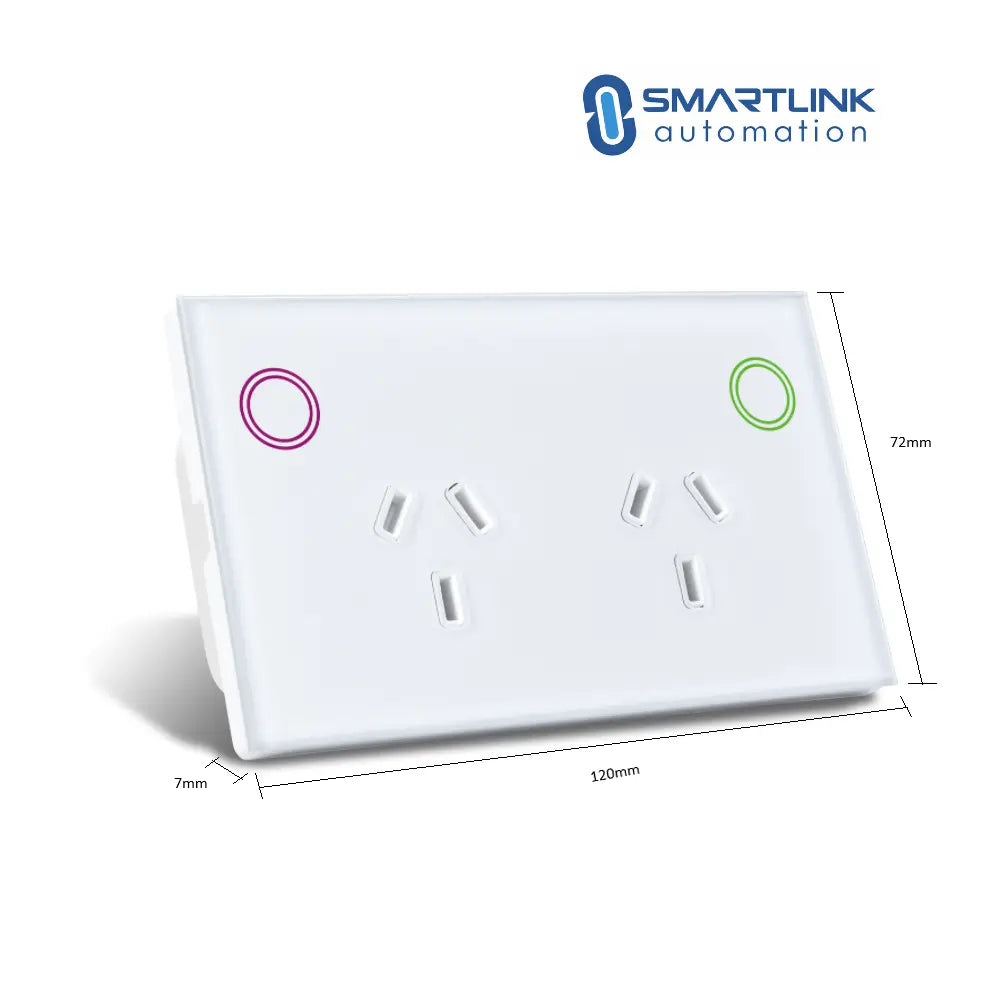 Smart Touch Double Power Point Glass - Tuya Zigbee Smartlink