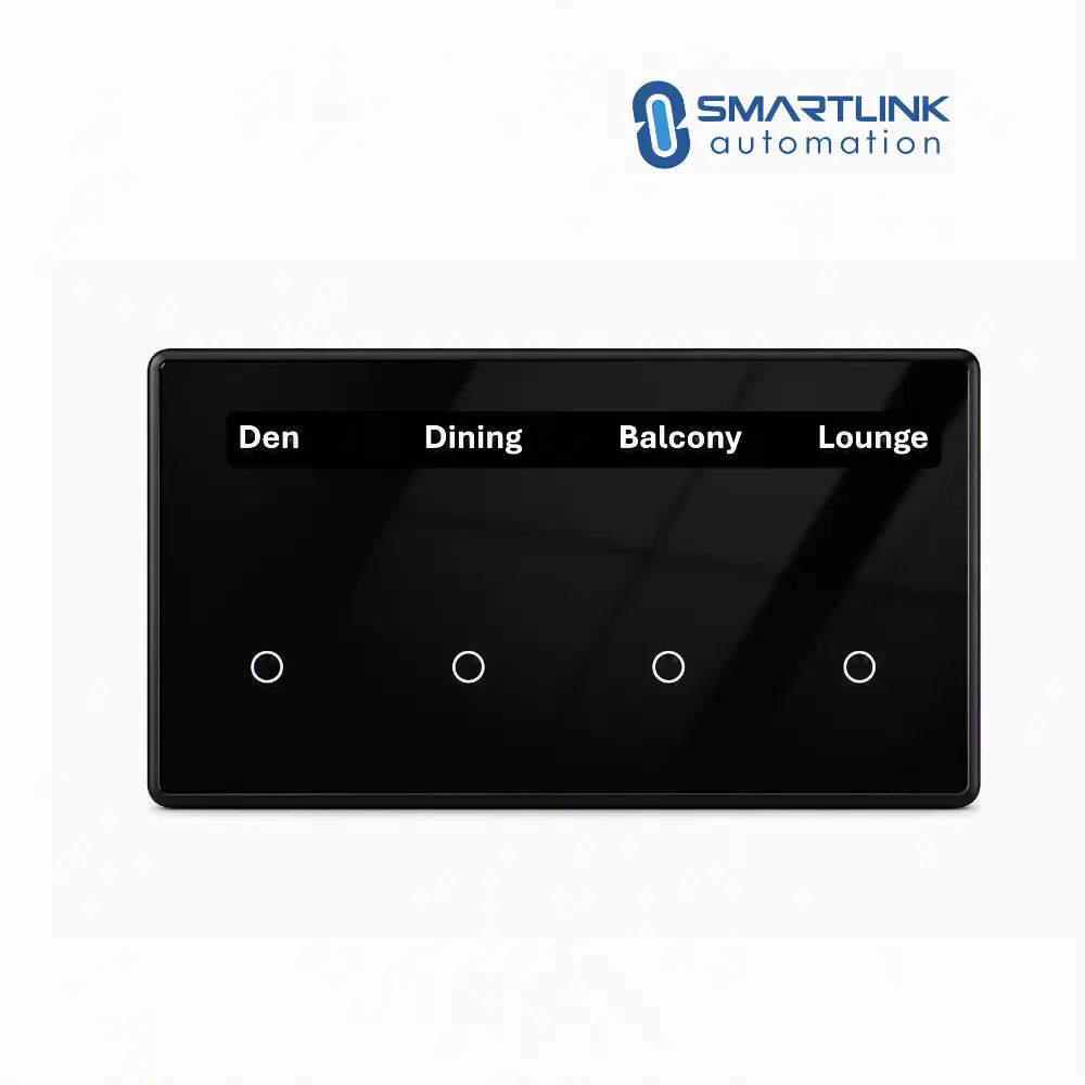 Smart Touch Light Display Switch – Black Horizontal, 1–4 Gang | Personalise Labels  | Tuya Zigbee | AU Certified (Copy) Zemismart
