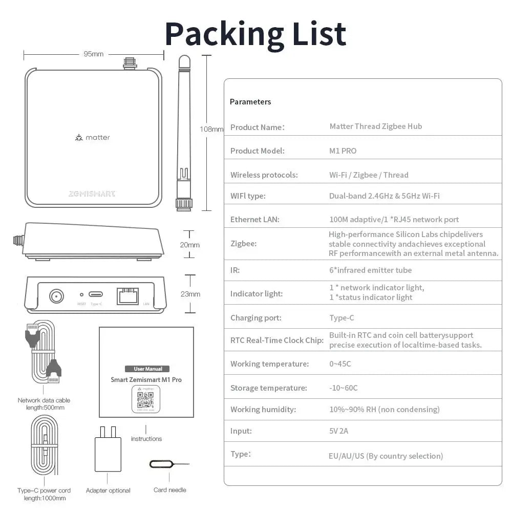 Matter Wireless Matter Zigbee Hub with Thread & IR Zemismart