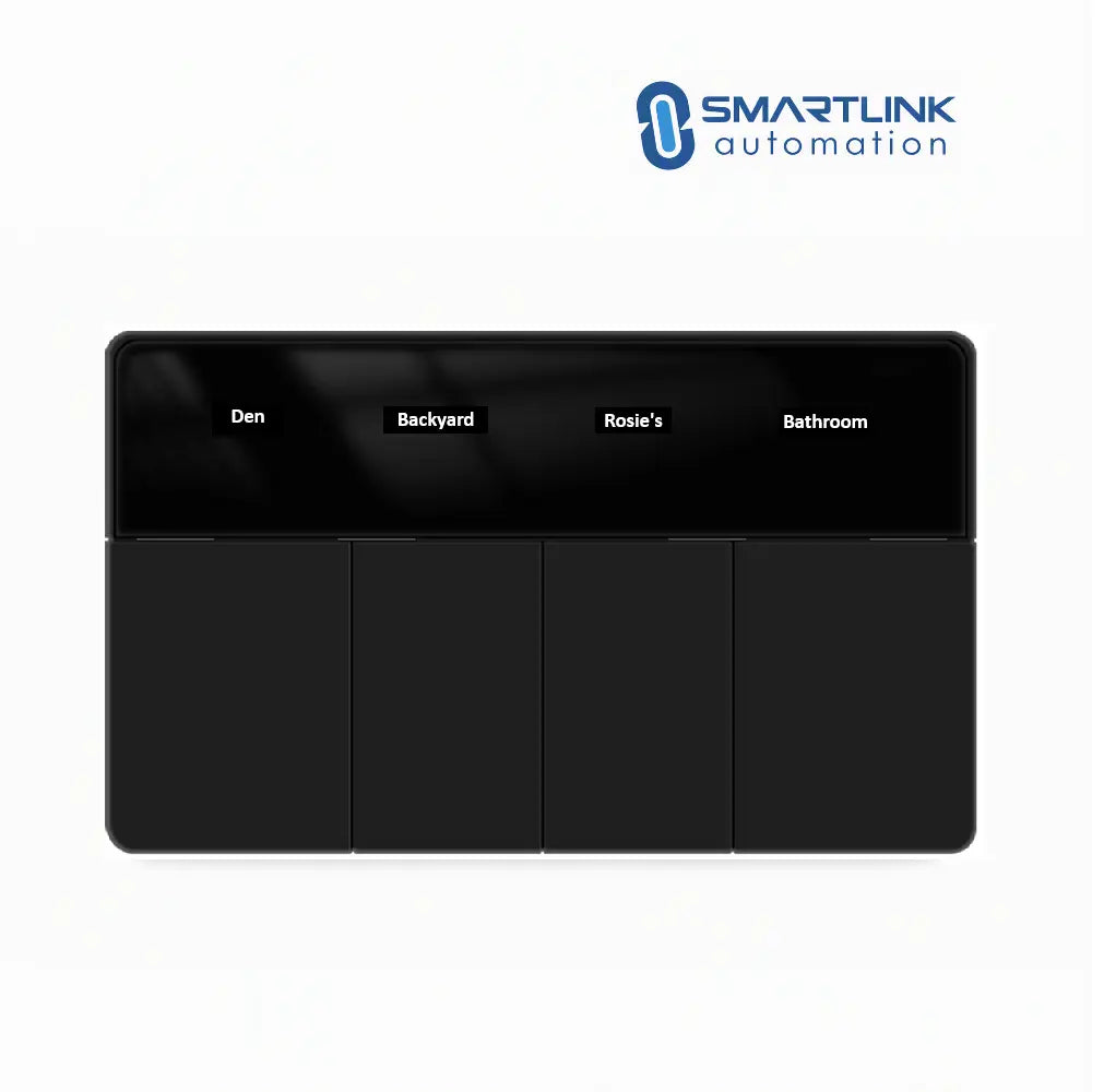 Smart Push Light Display Switch | Black | Horizontal | 1–4 Gang | Personalise Labels | Tuya Zigbee | AU Certified (Copy) Zemismart